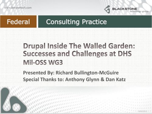 Deploying DRUPAL in a Private Cloud at DHS - Mil-OSS