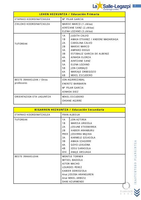 2012-2013 IKASTURTEKO PLANGINTZA - La Salle Distrito ARLEP