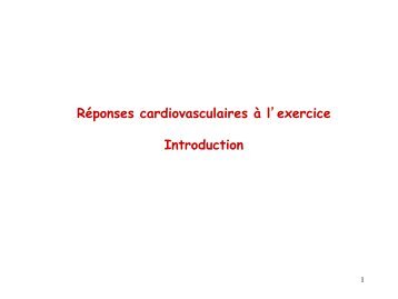 Réponses cardiovasculaires à l'exercice Introduction
