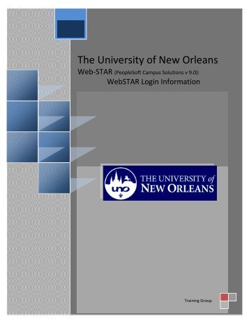 WebSTAR Information - University of New Orleans