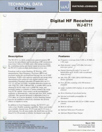 WJ-8711 HF receiver - Watkins-Johnson - Terryo.org