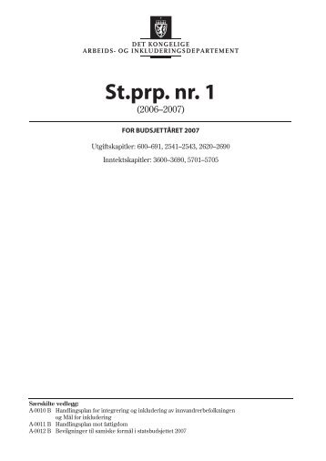 St.prp.nr.1 (2006-2007) Arbeids- og ... - Statsbudsjettet