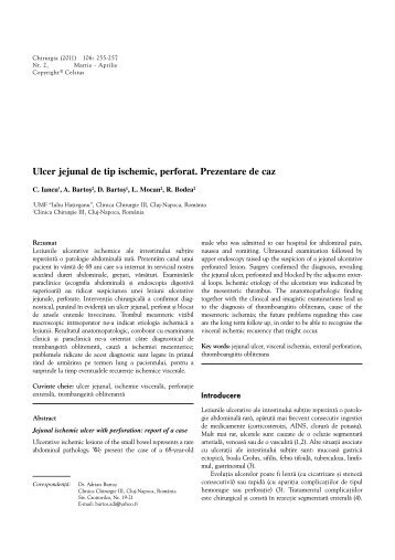 Ulcer jejunal de tip ischemic, perforat. Prezentare de caz - Chirurgia