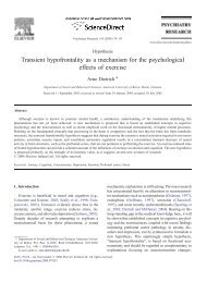 Transient hypofrontality as a mechanism for the psychological ...