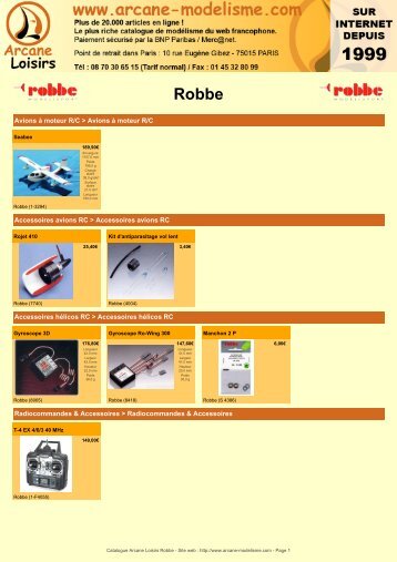 Catalogue Arcane Modélisme - Robbe - Arcane Loisirs