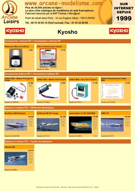 Catalogue Arcane Modélisme - Kyosho - Arcane Loisirs