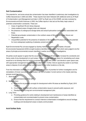 Soil Contamination Acid Sulfate Soils - Callan Park 'your plan'