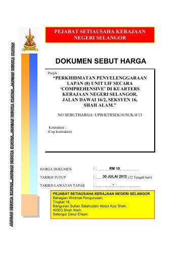 Fail Tender - Sistem Tender Dokumen dan Sebutharga - Selangor