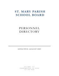 PERSONNEL DIRECTORY ST. MARY PARISH SCHOOL BOARD