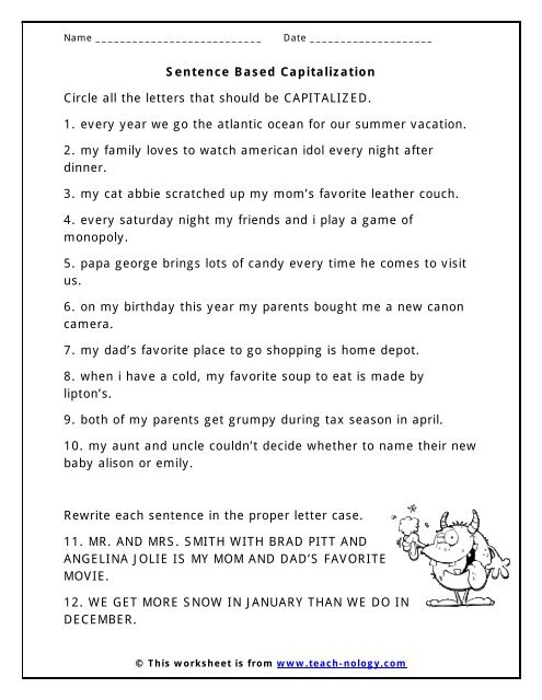 Sentence Based Capitalization - Teach-nology