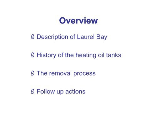 Residential Heating Oil Tank Removals at Laurel Bay Military ...