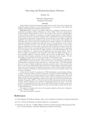 Detecting and Estimating Sparse Mixtures - Welcome to the ...