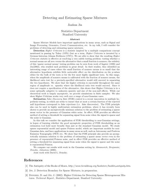 Detecting and Estimating Sparse Mixtures - Welcome to the ...