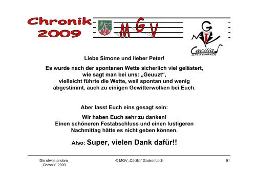 Die etwas andere Vereinschronik 2009 - MGV Cäcilia Gackenbach ...