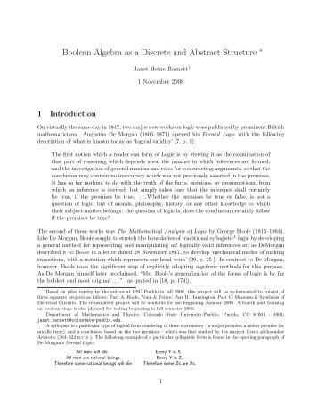 Boolean Algebra as a Discrete and Abstract Structure - New Mexico ...