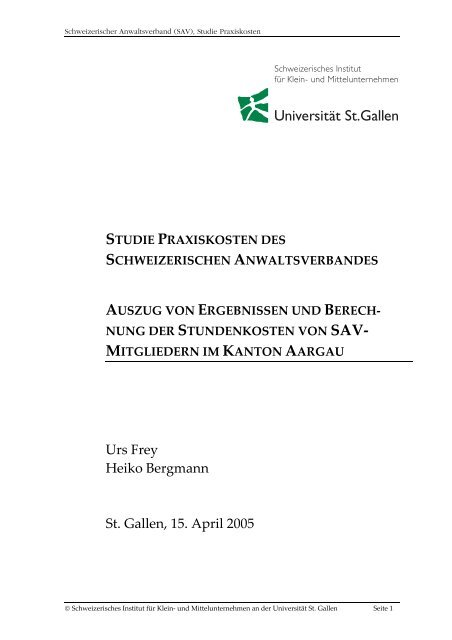 Urs Frey Heiko Bergmann St. Gallen, 15. April 2005 - Aargauischer ...
