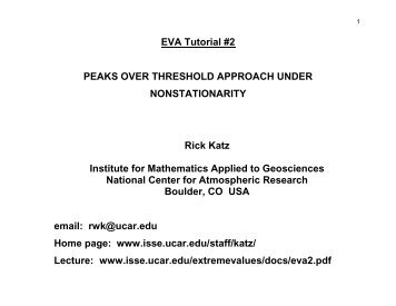 EVA Tutorial #2 PEAKS OVER THRESHOLD APPROACH UNDER ...