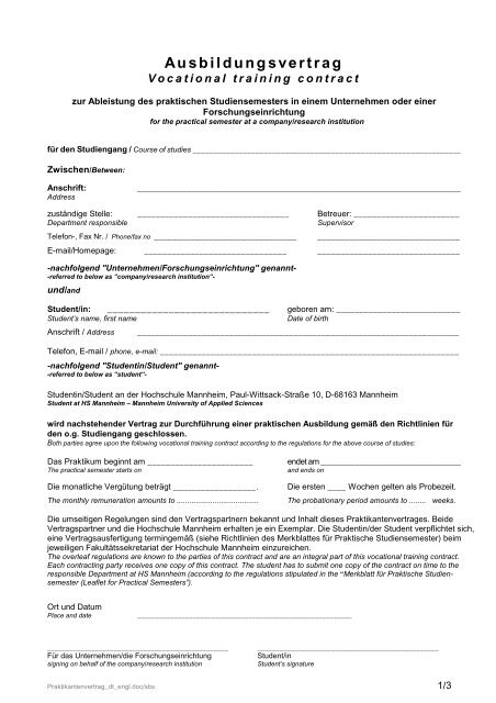Ausbildungsvertrag