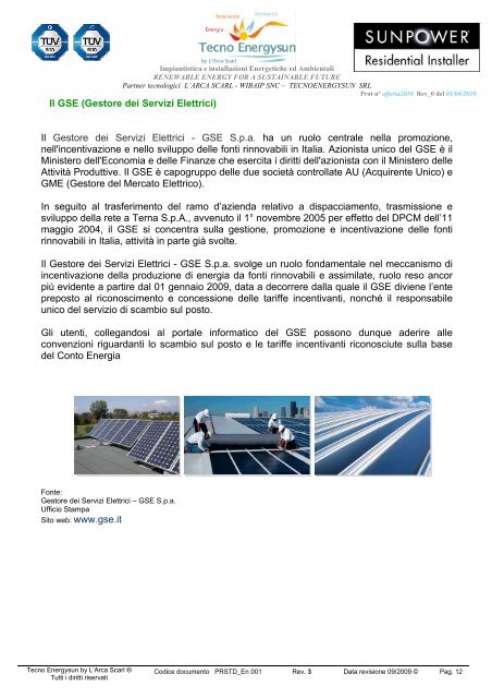 Offerta impianto fotovoltaico su tetto Da 3 Kwp ... - Tecno Energysun