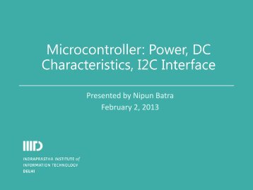 Microcontroller: Power, DC Characteristics, I2C Interface - IIIT