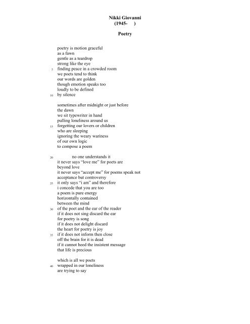 View Nikki Giovanni Poems About Family Pictures