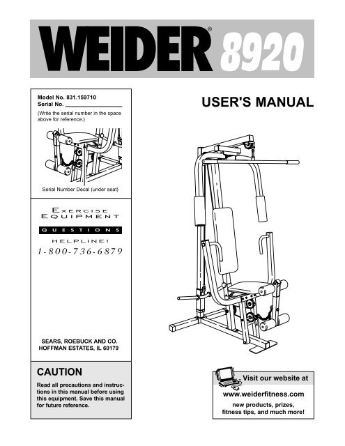 159710 weider 8920 Fitness Equipment