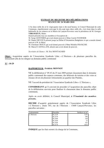 10-29 Achat parcelles auprÃ¨s ASL l'Horizon - LanÃ§on-de-Provence