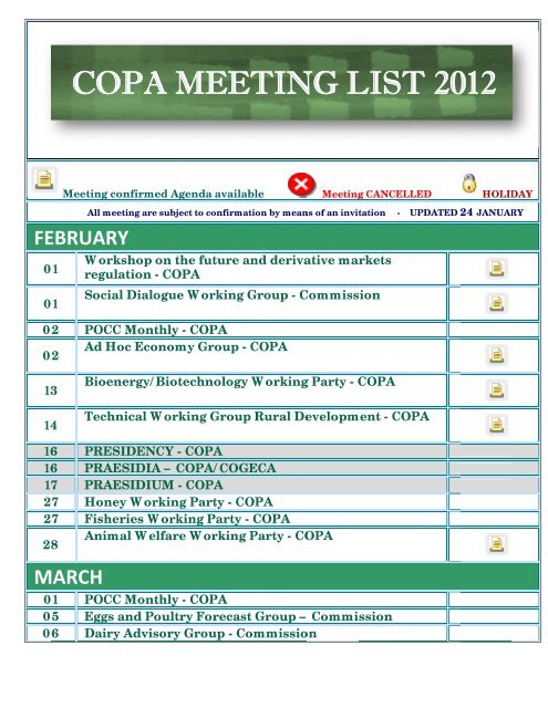 CO OPA A M EET TIN NG L LIST T 20 012 - IFA Home Page