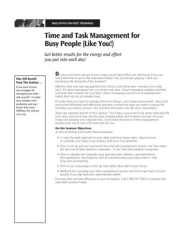 Time and Task Management for Busy People (Like You!) - SkillPath ...