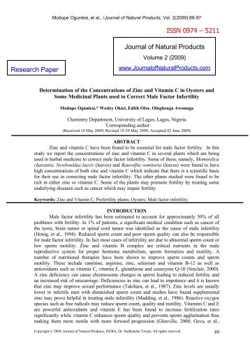 determination of the concentrations of zinc and vitamin c in oyster ...