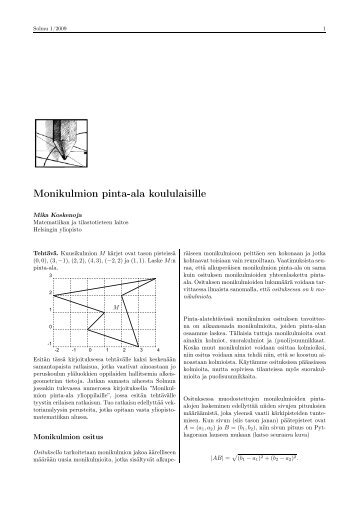 Monikulmion pinta-ala koululaisille