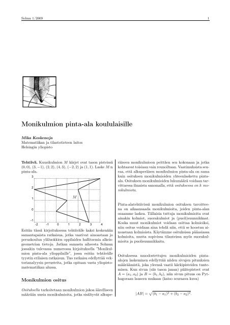 Monikulmion pinta-ala koululaisille