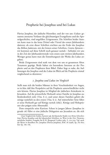 Prophetie bei Josephus und bei Lukas - Philippoi.de
