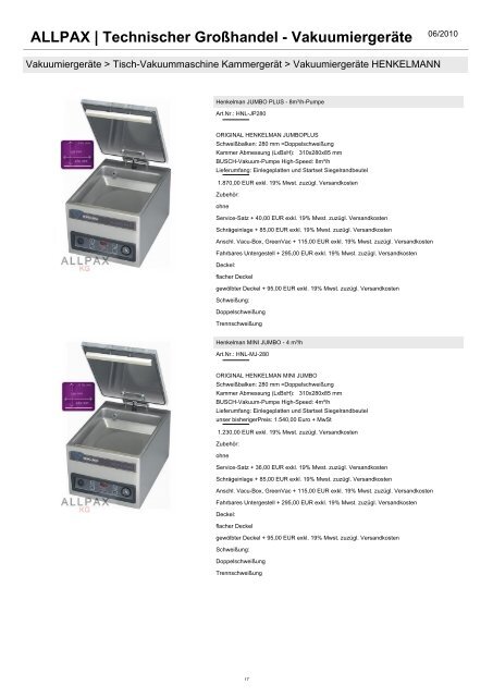 ALLPAX | Technischer Großhandel - Vakuumiergeräte