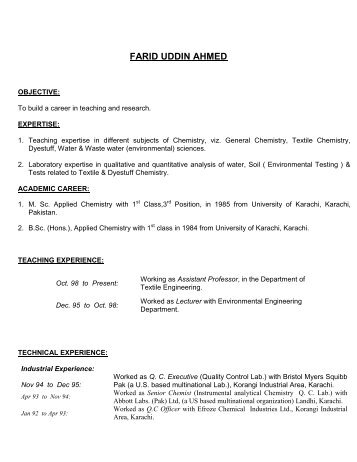 FARID UDDIN AHMED - NED University of Engineering & Technology