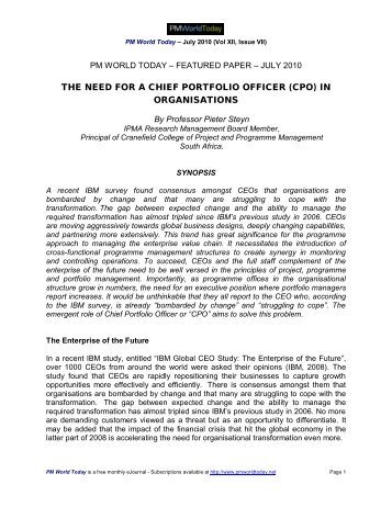 the need for a chief portfolio officer (cpo) in organisations