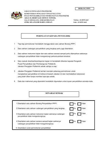 Borang Penyelidikan PPP1 - Jabatan Pengajian Politeknik