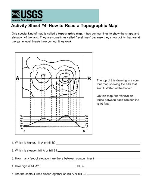 Activity Sheet 4a How To Read A Topographic Map