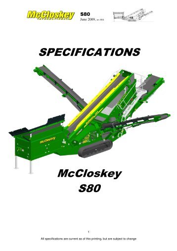 SPECIFICATIONS McCloskey S80 - Best Machinery Kft.