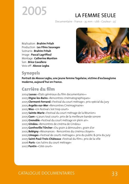 catalogue films documentaires 2010 - Le Mois du Film Documentaire