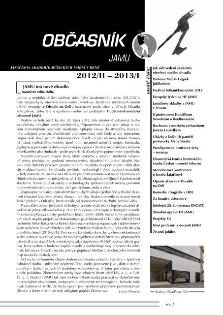 OBÄASNÃK 2/2012 a 1/2013 - JanÃ¡Äkova akademie mÃºzickÃ½ch ...