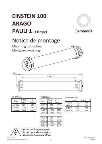 EINSTEIN 100 ARAGO PAULI 1 (1 lampe) Notice de ... - Sammode