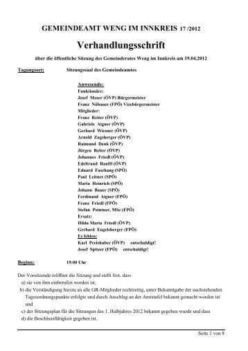 Sitzung vom 19.4.2012 (43 KB) - .PDF - Weng im Innkreis ...