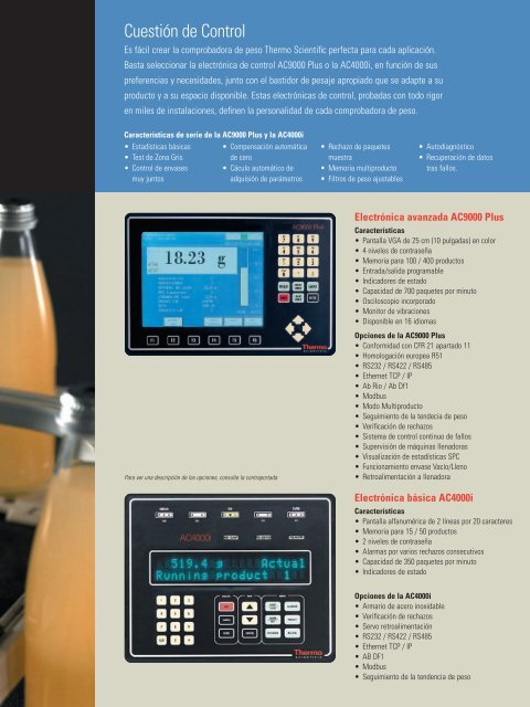 Checkweigh Controls ES - Thermo Scientific