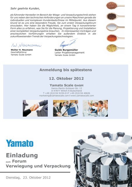 Verwiegung und Verpackung - Yamato Scale GmbH