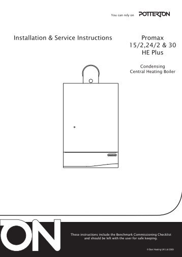 Installation & Service Instructions Promax 15/2,24/2 & 30 ... - Potterton