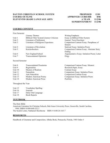 1 dayton christian school system proposed 12/01 course outline ...