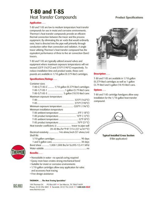 T-80 and T-85 - Thermon Manufacturing Company