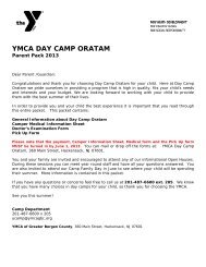 YMCA DAY CAMP ORATAM - YMCA OF THE GREATER BERGEN ...