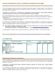 classi riservate agli studenti in debito d'esame ii semestre